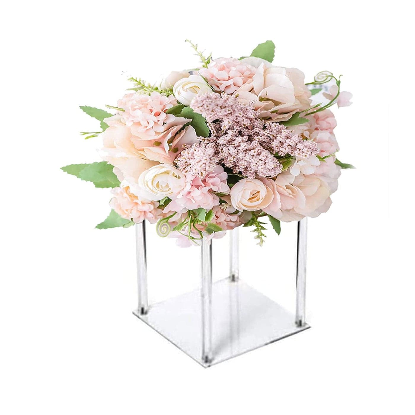 Everbon Elegant 99 Inch Tall Wedding Flower Stand Acrylic Columns Clear Pillar Decorative Vases Rectangular Wedding Centerpiece Event Party Christmas Table Decoration Flower Backdrop Stands