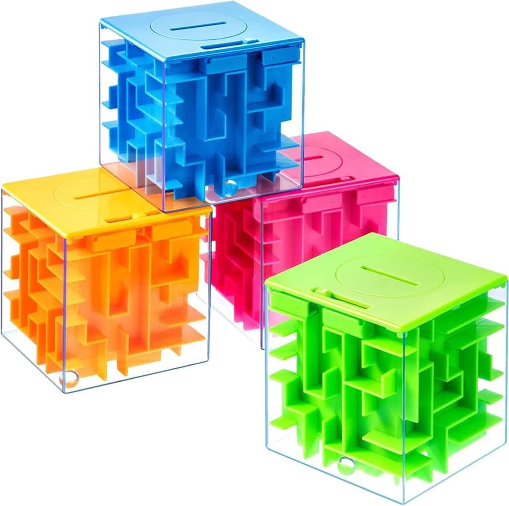 4 Pieces Money Maze Puzzle Boxes for Cash Gift, Great for Kids and Adults, Money Holder Maze Puzzle Gift Boxes, A Fun Unique Way and Brain Teasers to People You Loved