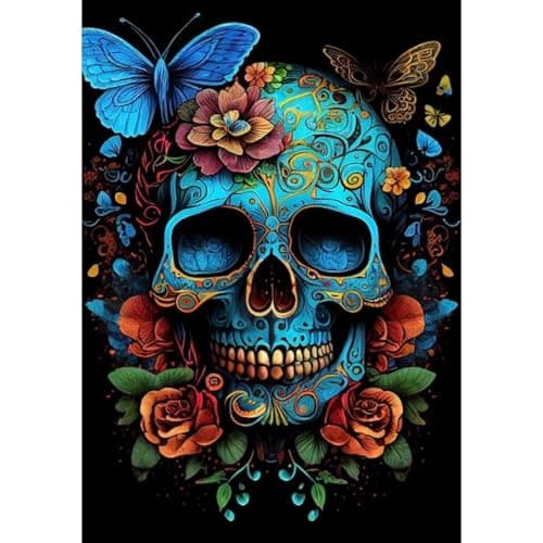 Arttoplus Skull Paint by Numbers Kit for AdultsButterfly Adult Paint by Number Kits on CanvasSkeleton Painting by Number Adult for Gift Home Wall Decor16x20inch