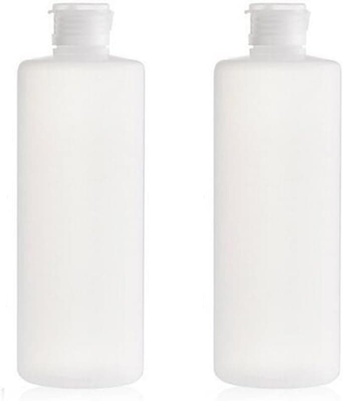 UPSTORE 2PCS Empty Refillable Plastic Clear Soft Tube Squeeze Bottle Jars With Flip Cover Cosmetic Makeup Packing Storage Holder Containers for Toner Lotion Shower Gel Cleaser Shampoo (400ml/13.3oz)