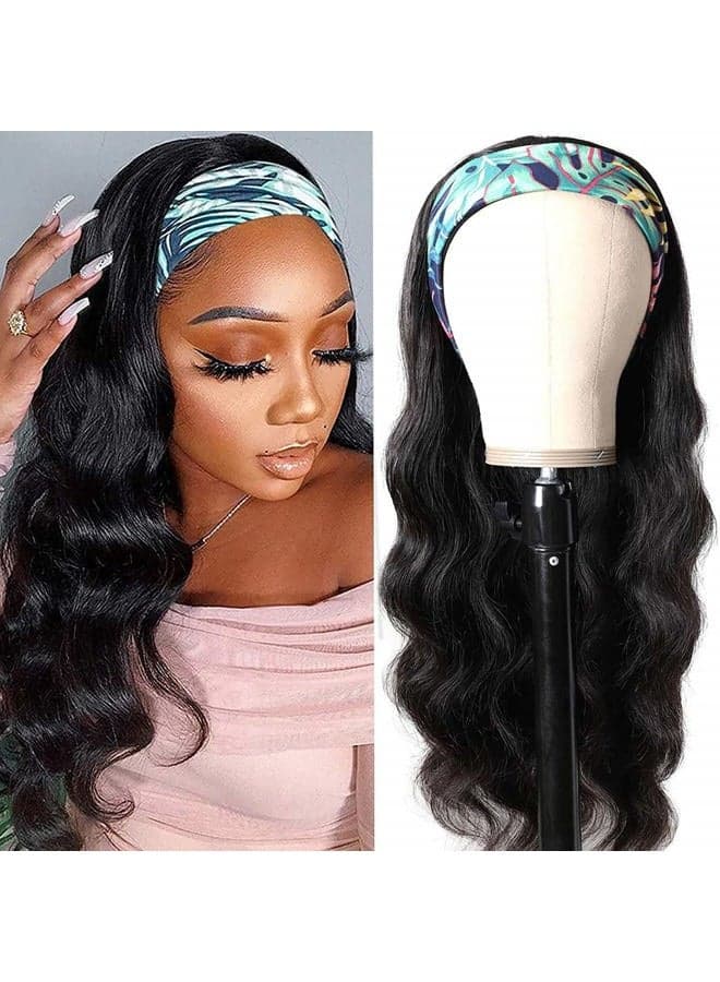 Body Wave Headband Human Hair Wig 28 Inch Glueless None Lace Front Wig Brazilian Virgin Hair Wear and Go Wigs for Black Women 150% Density Wigs Natural Color