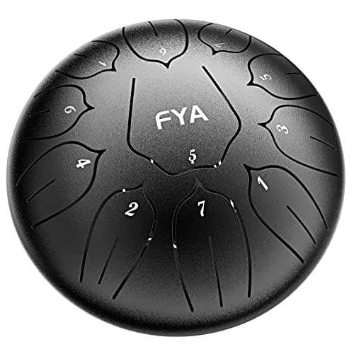 FYA 10 Inch Steel Tongue Drum 11 Notes D Major for Kids and Adults with Rubber Mallets, Finger Picks and Padded Travel Bag, Unique Gifts for Him or Her