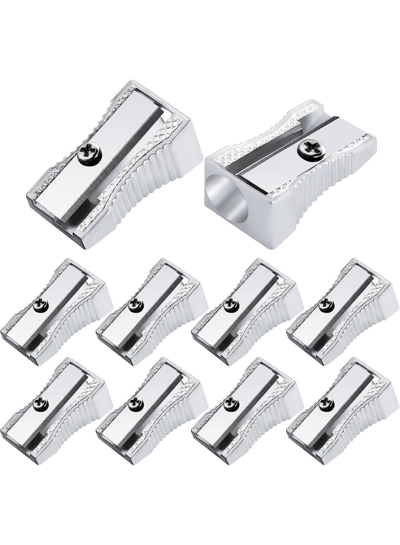 10 Pcs Pencil Sharpener, Handheld Metal Pencil Sharpener, Mini Kids Pencil Sharpening, Sliver One Holes, Sharp and Long Lasting, Sharpen Pencils for Adults and Kids Schools Offices Art