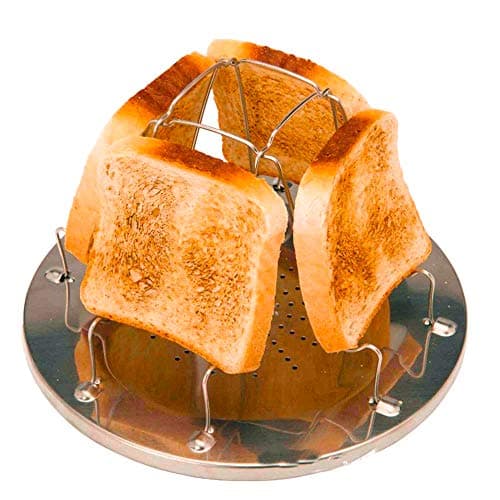 EZYoutdoor Camping Toaster for Gas Stove – 4-Slice Stainless Steel Stovetop Bread Toast Rack for Outdoor Cooking, Hiking, BBQ, and Picnics – Compact and Portable Camp Stove Toaster