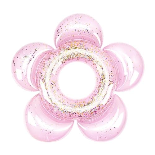 HeySplash Pool Floats for Adults Large Floats Inflatable Floatie Loungers with Glitter Swim Tube River Lake Wedding Bride Engagement Party Decor Toy Raft Flower Bachelorette Fun Decor Light Pink