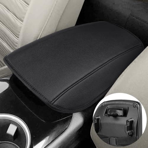 Center Console Cover for Ford Fusion 2013-2016, Vinyl Leather Middle Console Armrest Protector, Anti-Scratch, Black