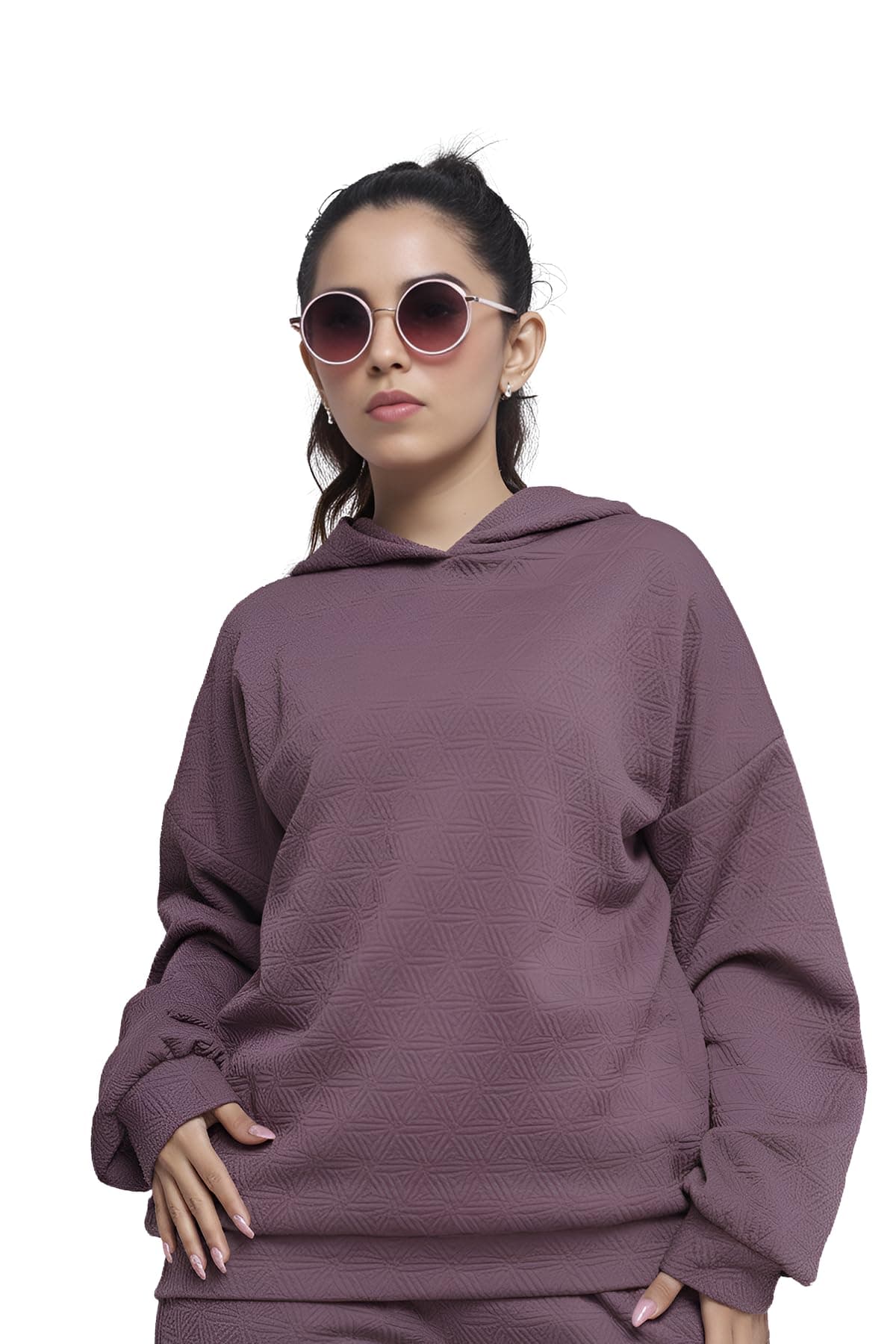 GRECIILOOKS Co-ord Set for Women Stylish | Warm Hooded Hoodie & Pant Set | Winter Wear Womens Dress | Casual Travel & Loungewear Outfit (GL-DP-W2068&TR1036-2XL-Pink)
