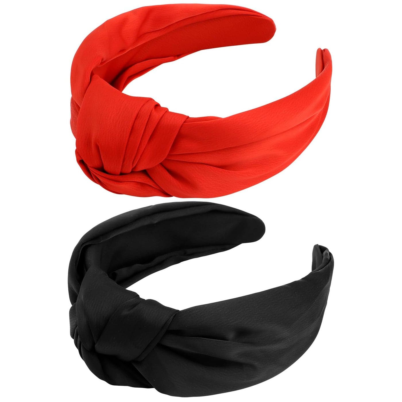 VELSCRUN Headband 2 Pack Black Red Wide Knotted Headbands for Women Non Slip Hair Bands Silk Satin Hair Accessories Fashion Hair Styling Accessories Ideal Gift for Sisters Girls Women