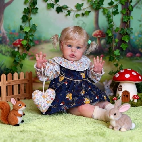 ROSHUAN Big Size Real Life Reborn Toddler Dolls Girl 24 Inch Realistic Reborn Baby Doll with Blonde Hair Handmade That Look Real Lifelike Toddler Baby Doll for Kids Age 3