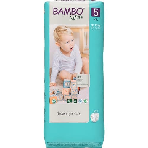 Bambo Nature Premium Baby Tape Diapers for Baby XL Size (12-18 Kgs), Super Absorbent, Breathable, Extra Soft, Dermatologically Tested, Hypoallergenic Toddler Nappies With Wetness Indicator, 44 Count