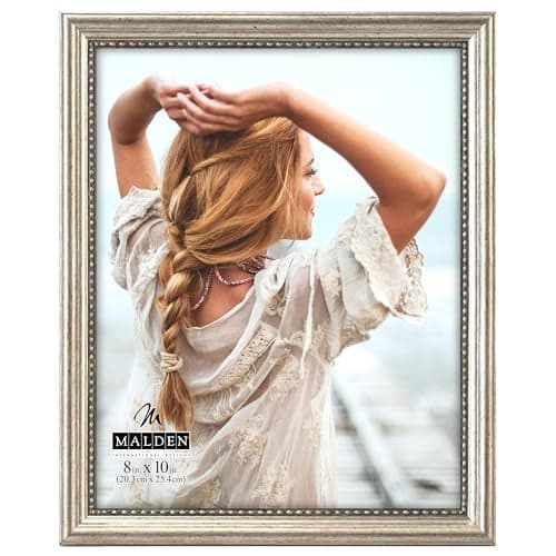 Malden International Designs Classic Wood Picture Frame, 8x10, Silver