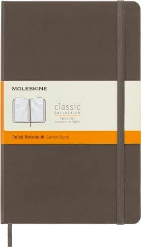 Moleskine Classic Notebook, Hard Cover, Large (5" x 8.25") Ruled/Lined, Earth Brown, 240 Pages