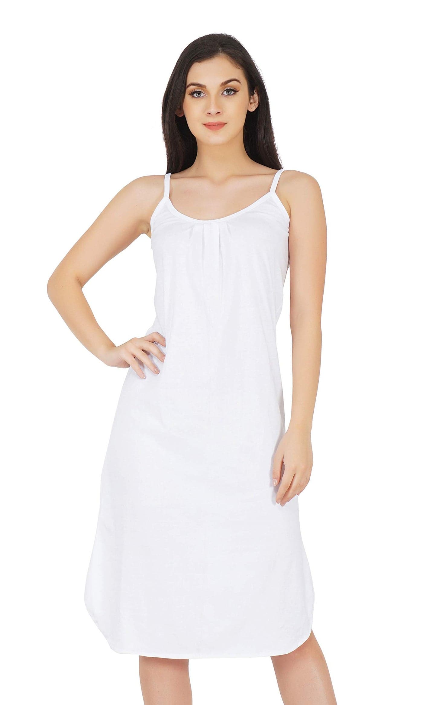 BLAZON Women's Cotton Hosiery Solid Maxi Sublime Night Dress (13005 White_01_M_White_M)