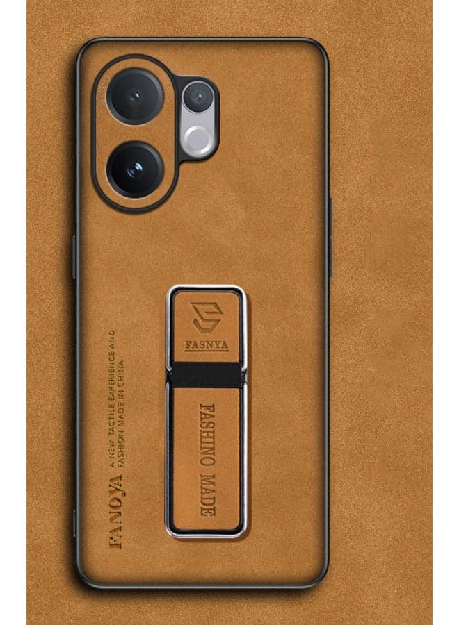 for Vivo V60 Phone Case, Case for Vivo V60 with Magnetic Metal Kickstand Soft Silicone TPU Shockproof Protective Cover for Men Women Suede PU Leather Case