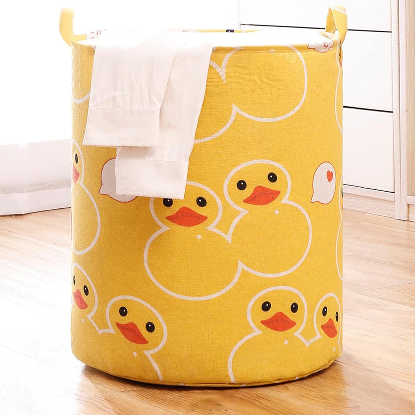Wolpin Laundry Bag Waterproof Toy Storage Laundry Basket Organizer with Handles Foldable Moistureproof Large 63 L Duck YellowCotton