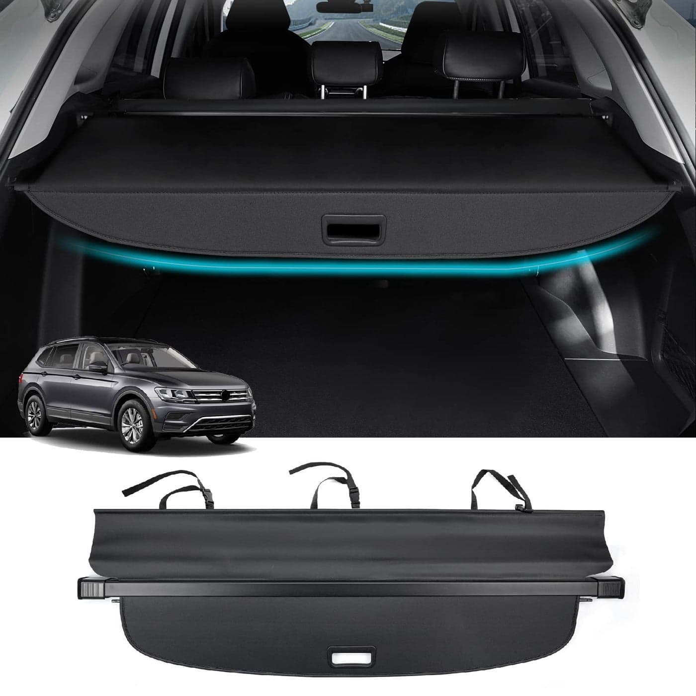 Powerty Cargo Cover for 20182024 VW Volkswagen Tiguan Accessories Trunk Cover Retractable Trunk Shielding Shade Cargo Luggage Cover No GapNOT for 2025 Volkswagen Tiguan