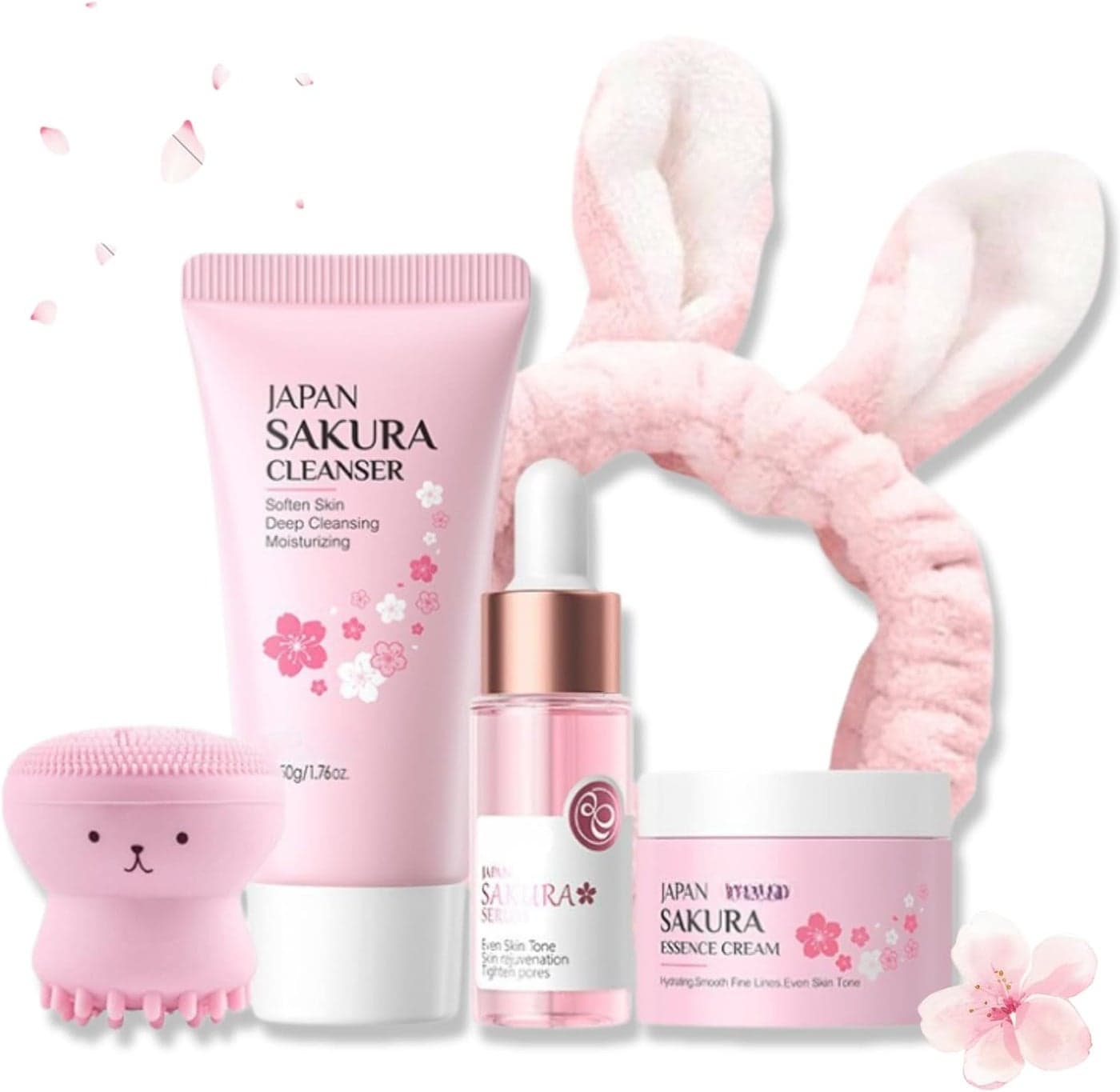 Sakura Skincare Set Skincare Set Sakura Teen Girls Gifts Skincare for Teens 1012 Gift Set for Teenage Girls hydrating routine with cleanser serum cream headband cleansing brush