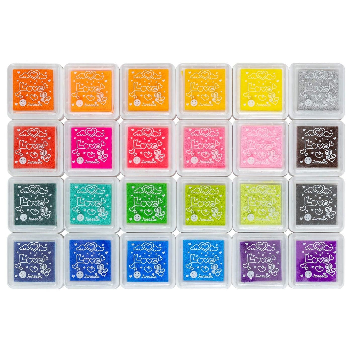 Ancwzoz Ink Pad 24 Colors Finger Washable Craft Ink Pad for Kids Stamp 118X118
