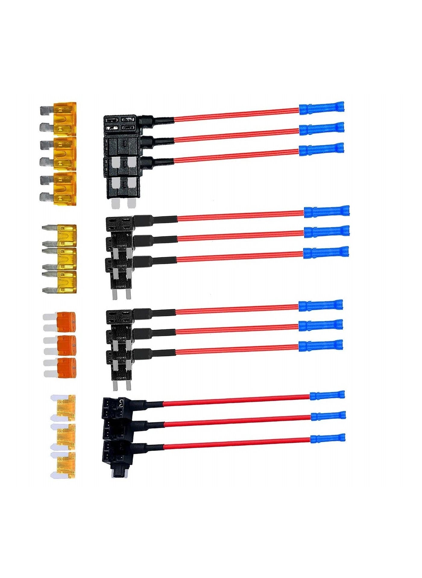 4 Types 12V Add A Circuit Adapter And Fuse Kit Fuse Tap Fuse Holder With Mini Low Profile Tap Dapter For Cars Trucks Boats 12 Pack