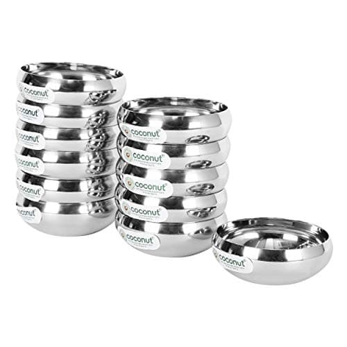 coconut Stainless Steel - C17 Raspberry Bowl/Vati/Katori Set of 12 | 200ML Each | Ideal for Serving Dal, Raita, Curd, Curry, Vegetables | Kitchen Essential for Home & Restaurant