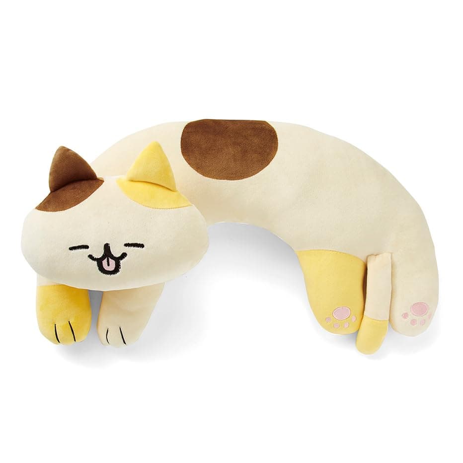 Furvana UShaped Cat Plush Pillow Cute Plushies 20 Ultrasoft Cat Stuffed Animal Birtday Gift Bicolor
