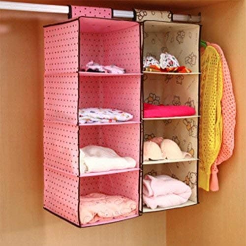 PRETOX 4 Pockets Wardrobe Door Wall Mounted Clothing Underware Hanging Storage Bag Multi Colour 1 Piece
