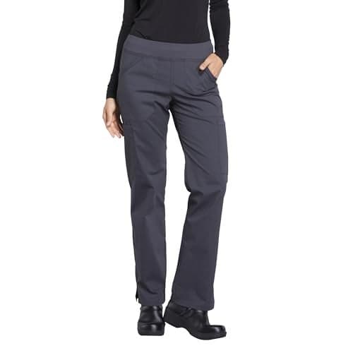 CHEROKEE Workwear Professionals Women Scrubs Pant Mid Rise Straight Leg Pull-on Cargo WW170T, M Tall, Pewter