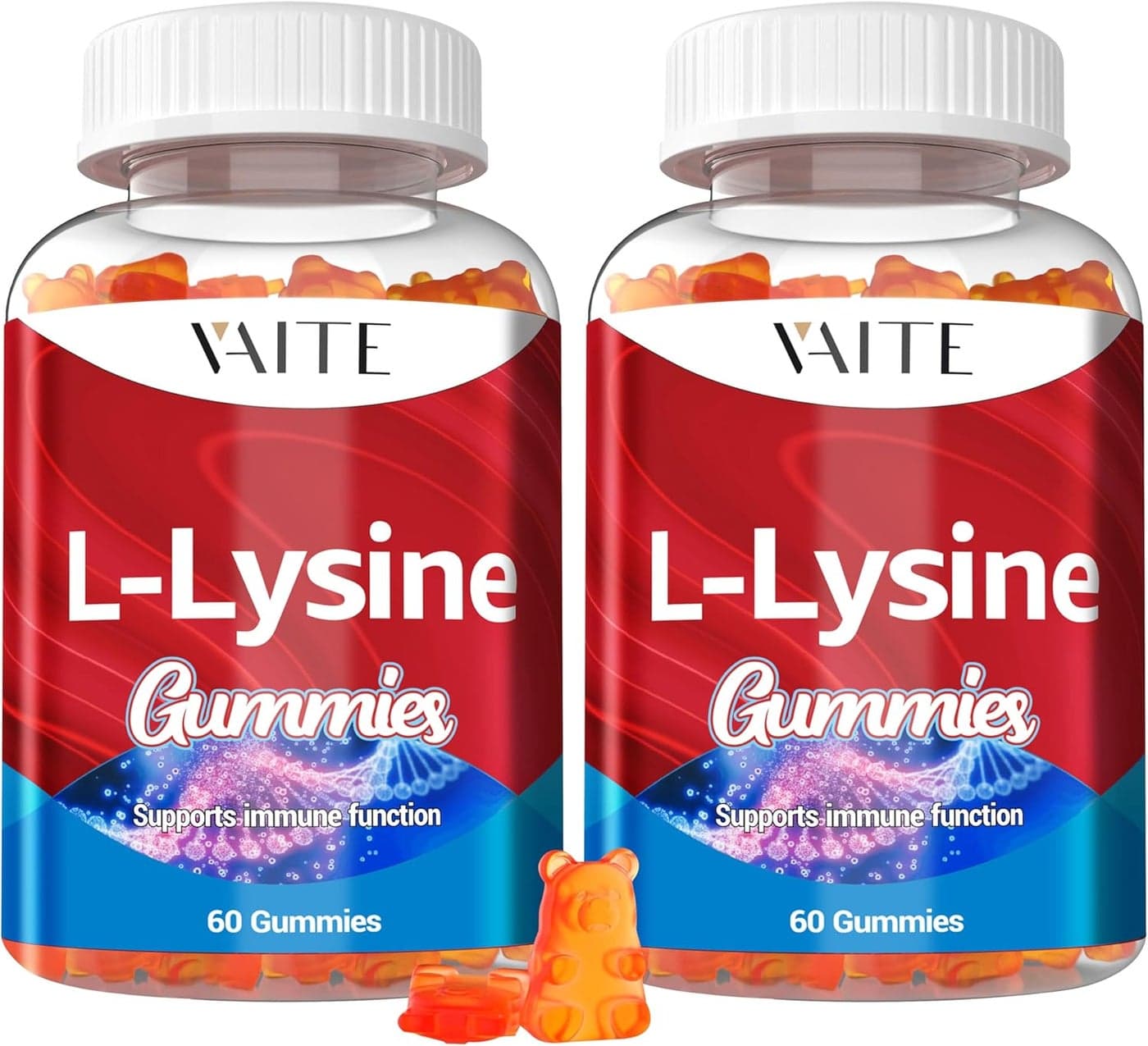 LLysine 1000mg Gummies Supports Skin Lip Vegan Gluten Free 60 Chewable Lysine for Adults Vitamins Tissue Health Immune System Amino Acid Vitamin Supplement Complex Supplements 2 Pack