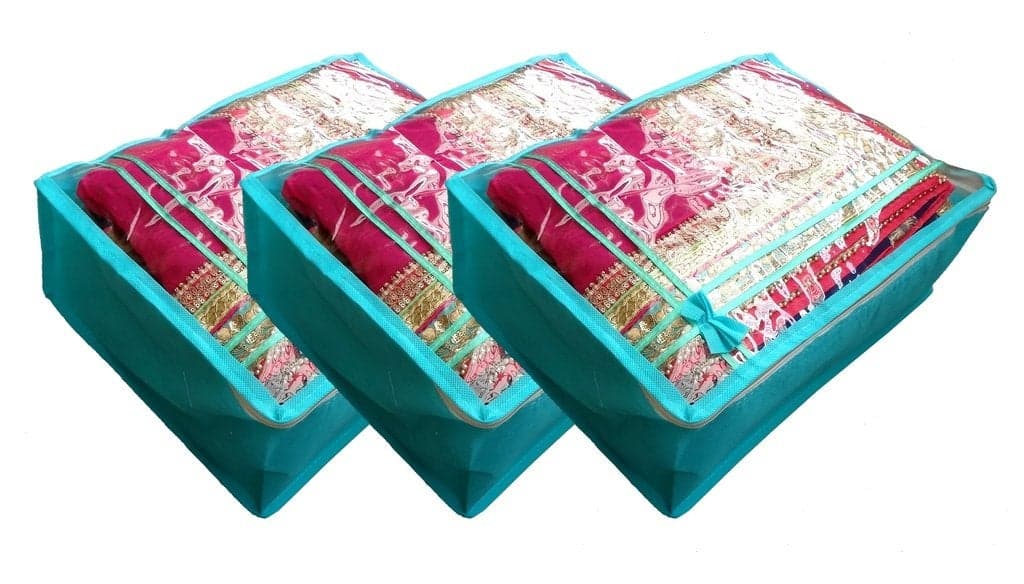 S4S Non Woven Saree Cover/Wardrobe Organiser/Regular Clothes Bag (Set of 3, Multicolor)