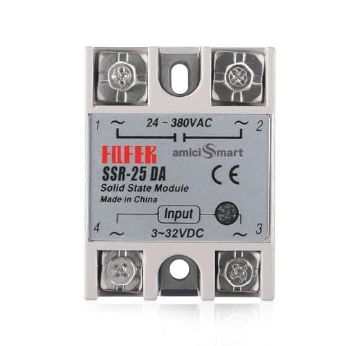 amiciSmart 25A Solid State Relay (SSR) – 3-32V DC Input to Control 24-380V AC Devices