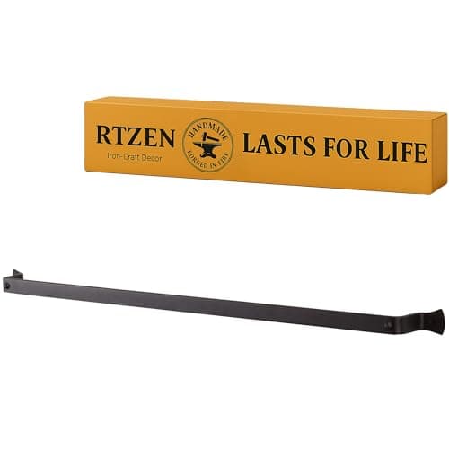 RTZEN Farmehouse Bathroom Towel Holder - Wrought Iron Matte Metal Black Towel Bar Wall Mount Rod - Handmade Home Decor Metal Kitchen Hanger Bar (26'' - Fits 24 Inch Towels)