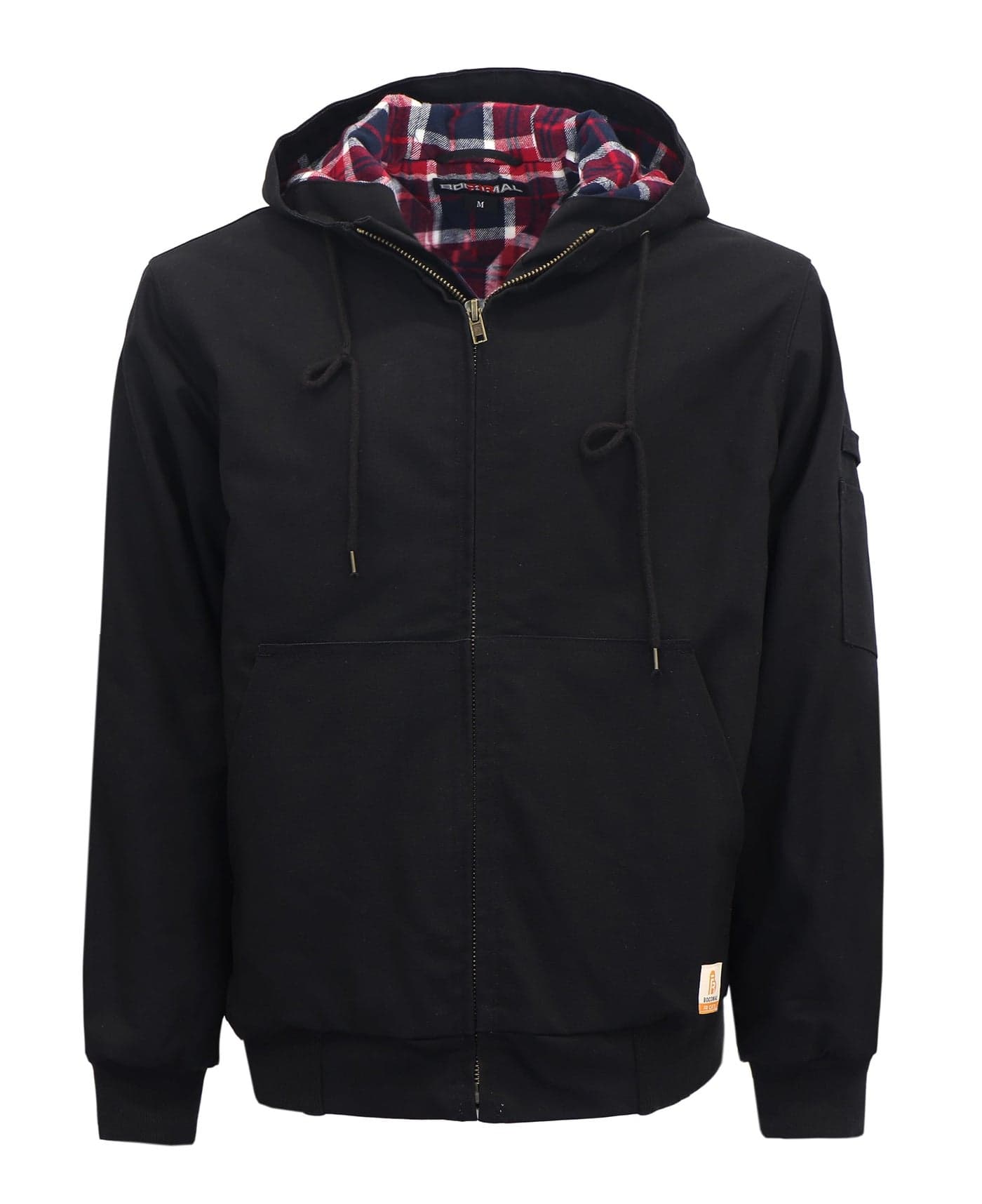 BOCOMAL FR Jacket Insulated Flame Resistant Hoodies Duck Black Hooded Coat Outwear Light Water Repellent and Oil Resistant