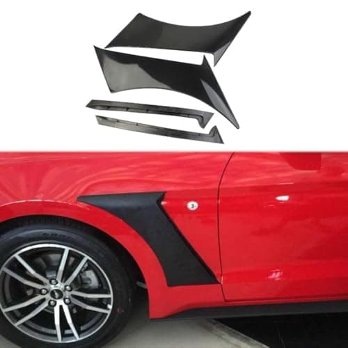 Fewshaw Body Side Fender Door Scoops Cover Trim Accessories for 2015-2023 Ford Mustang (Front-Black unpainted)