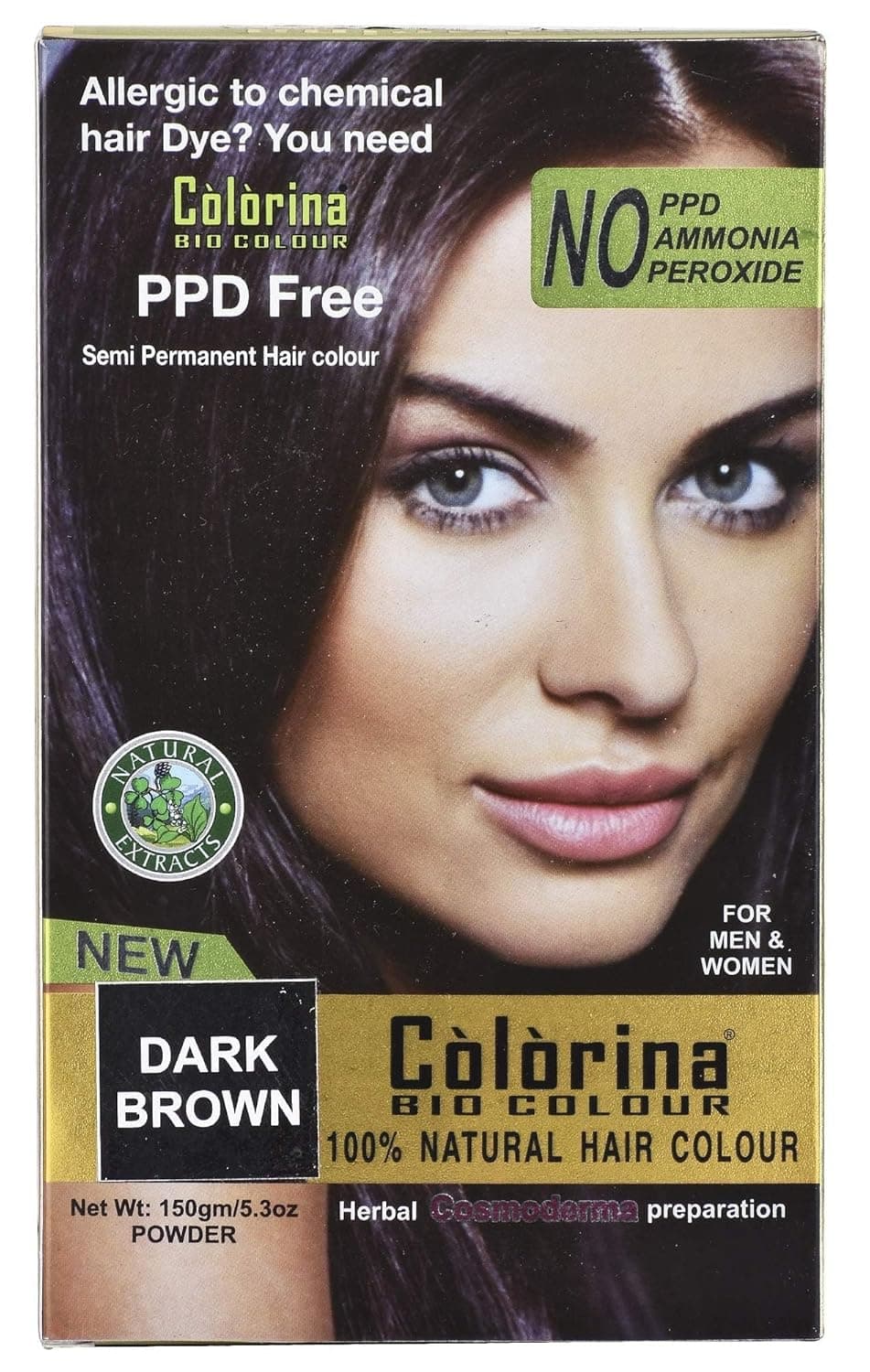 Colorina Bio Color 150gm50gmX3 Dark Brown Pure Natural Hair Color Allergy Free Herbal Hair Color Can be used on Beard and Mustache