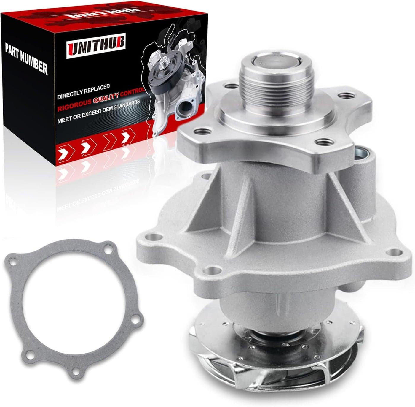 UNITHUB Engine Water Pump with Gasket for Chevy, GMC, Buick, Isuzu, Hummer, and Saab (2002-2012)
