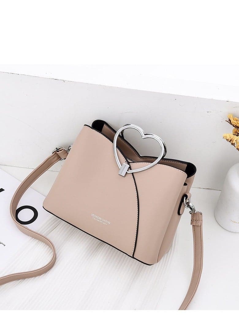 Fashion Handbag for Women Top Handle Bag PU Leather Messenger Bag Waterproof Shoulder Bag Ladies Crossbody Bag with Heart Shaped Handle