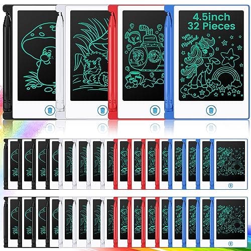 Zhehao 32 Pcs Mini LCD Writing Tablet 45 Inch Educational Toys Learning Writing Pad Erasable Drawing Pad Reusable Toy Gift Preschool Art Board for Birthday FavorBright Colors