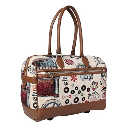 ENSAC Premium 15L Weekender Duffle Bag for Travel for Men and Women Made of Cotton/Jacquard with Cabin Holiday Bag with Non Detachable Shoulder Strap(Multicolor)
