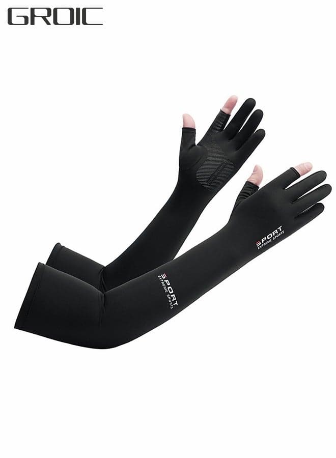 Long Arm Sleeves, Tattoo Covering, UV Protection Ice Sleeves, Basketball Golf Soccer Cycling Cooling Men's and Women's Sports Sleeves