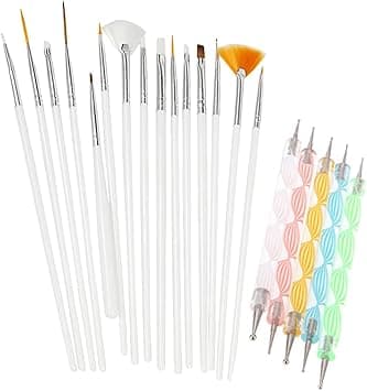 20pc Nail Art Design Gel Painting Dotting Pen Brush Set Manicure Pedicure Kit