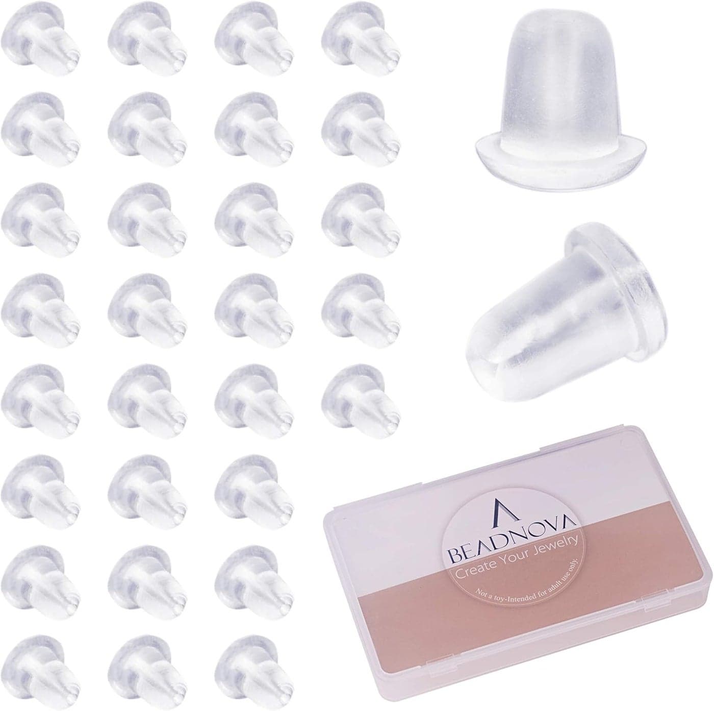 BEADNOVA Earring Backs for Studs Plastic Rubber Clear Earring Backs Silicone Pierced Ear Studs Backings Secure Safety Hypoallergenic Earstud Stoppers for Hook Post 1000 pcs