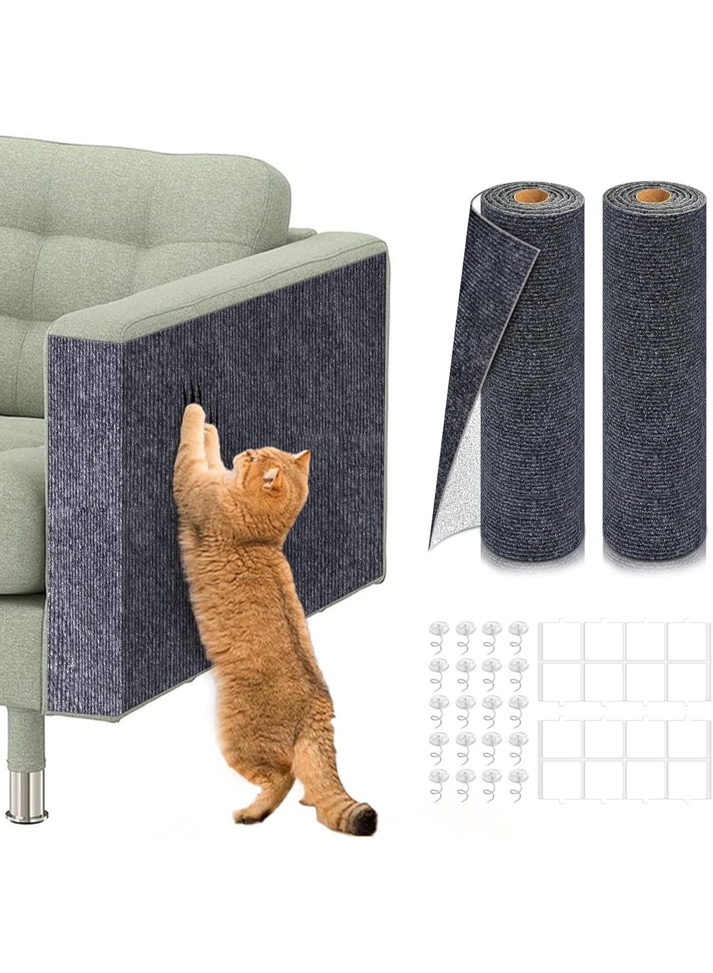 Cat Scratch Furniture Protector, Self-Adhesive Couch Scratch Protector, Durable Cat Scratching Post Carpet, DIY Climbing Cat Scratcher Couch Protector from Cat Claws