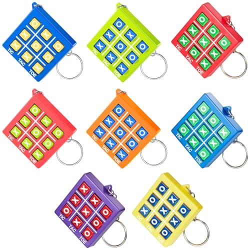 Hicarer 16 Pcs Tic Tac Toe Game Party Favor Goodie Bag Stocking Stuffer Kids 812 Tic Tac Toe Keychain Classroom Prize Puzzle Game Birthday Party Gift for Boy Girl Valentines Day Retro Color