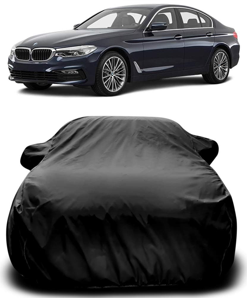 MOTROX Car Cover Compatible with BMW 5 Series with Mirror Pocket Triple Stitched Bottom Elastic Water Resistant UV Protection & Dustproof Car Cover-Black