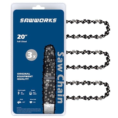 3-pack Chainsaw Chain 20 Inch, .325" Pitch .063" Gauge 81 Drive Links for 26RS-81, 26RM3-81 Stihl MS271 Farm Boss, MS291, MS290, MS261, 3639-005-0081, Oregon V81, L81, 22LPX081G