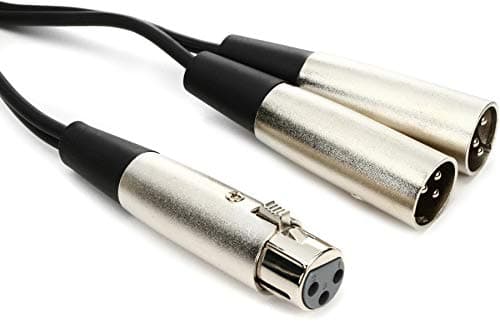 Hosa YXM-101.5 Y Cable, XLR3F to Dual XLR3M, 18 Inches