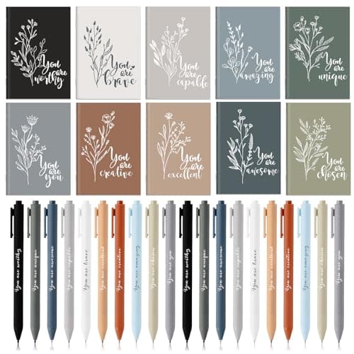 Affrolling 40 Pcs Inspirational Notebooks Motivational Mini Notepads Bulk Aesthetic Mini Notebook with Pen Employee Appreciation Gift for ER Week Vet Tech Medical Assistant Coworker (Neutral Colors)