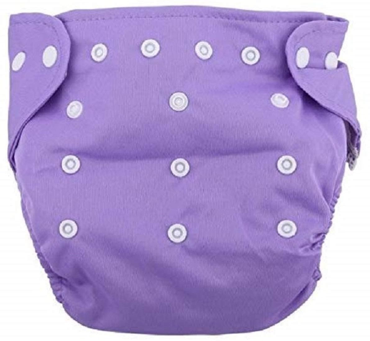 Alya Pocket Button Style Solid Reusable Cloth Diaper All in One Adjustable Washable Diapers Nappies With Insert for Toddlers/New Borns(SMALL;3-12 KGS)(PURPLE, PACK OF 1)