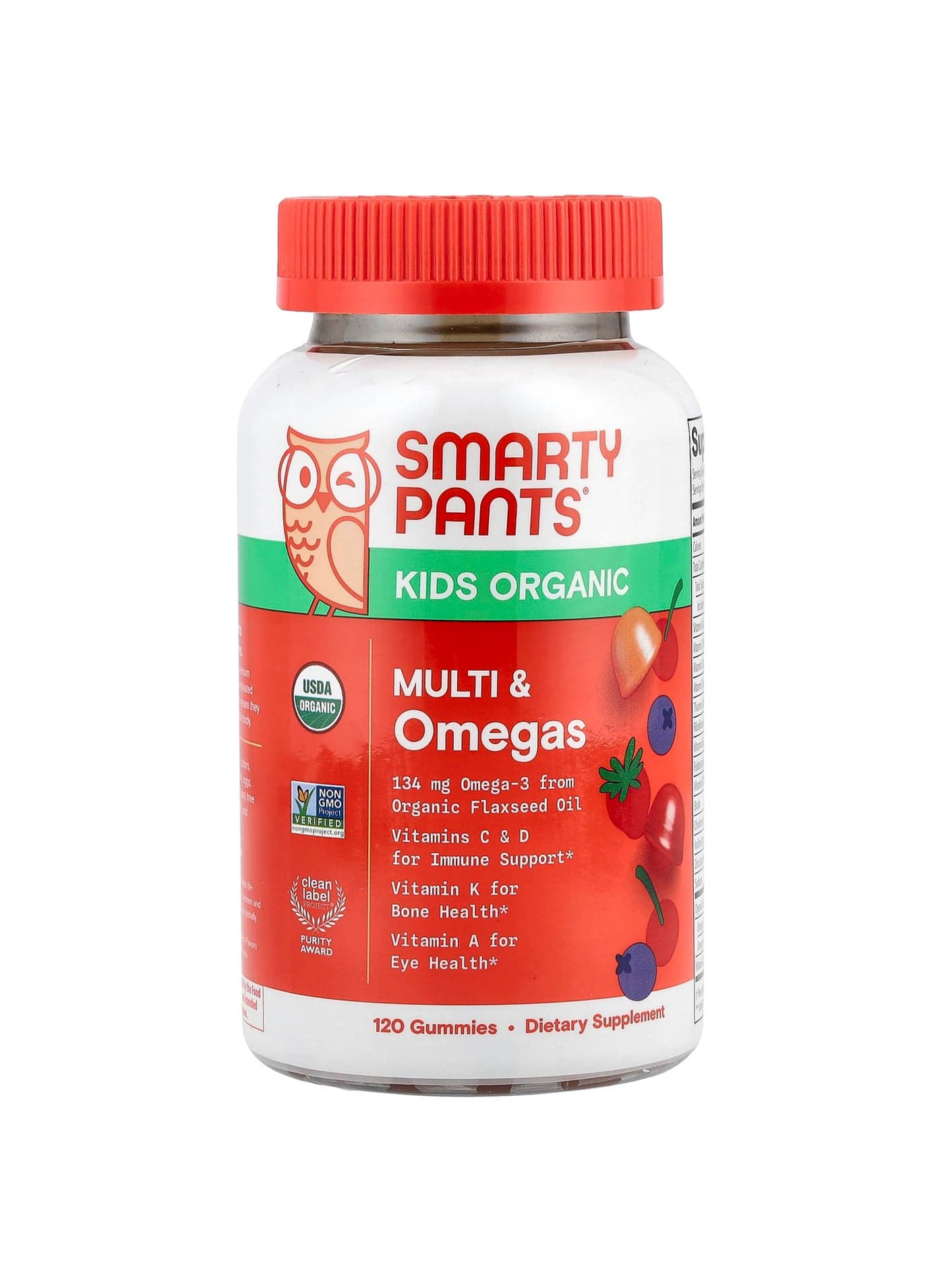 Kids Organic, Multi & Omegas Gummies, Mixed Berry and Cherry, 120 Gummies