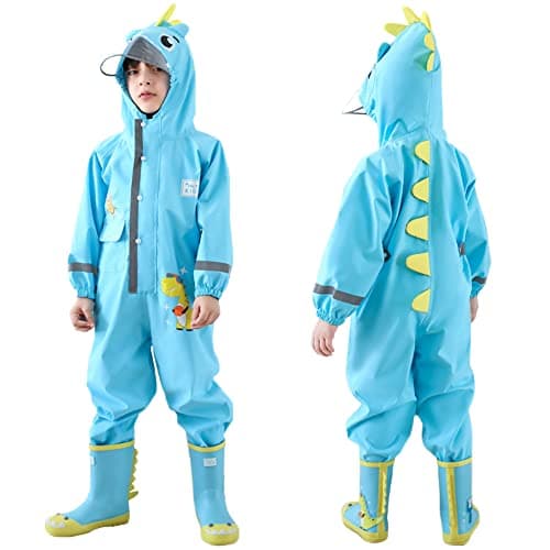 Kids Toddler Boys Girls Rain Suit Waterproof One Piece Coverall XL Size 5-6 Years